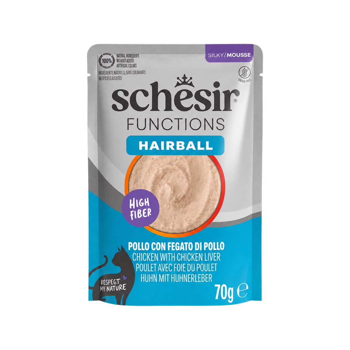 Schesir Functions Hairball chicken wet cat food, 70 g