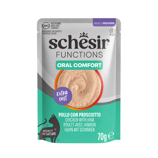 Schesir Functions Oral Comfort chicken with ham wet cat food, 70 g