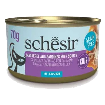 Schesir Grill mackerel and sardines with squid in sauce wet cat food, 70 g