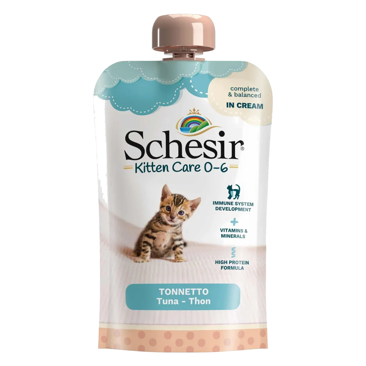 Schesir Kitten Cream tuna 0–6 months wet cat food, 150 g