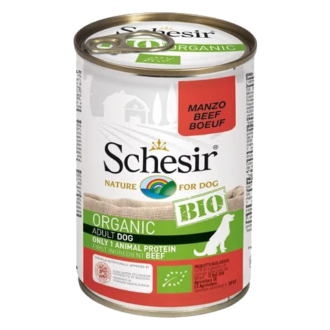 Schesir Organic beef wet dog food, 400 g tin