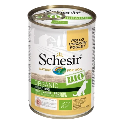 Schesir Organic chicken wet dog food, 400 g tin