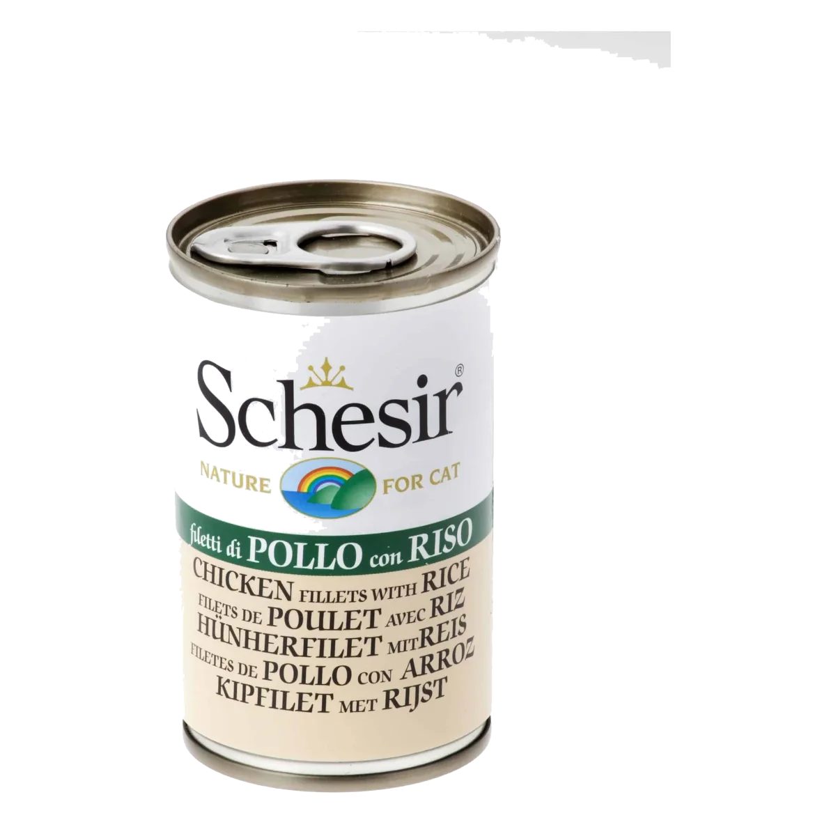 Schesir chicken fillets with rice wet cat food, 140 g tin