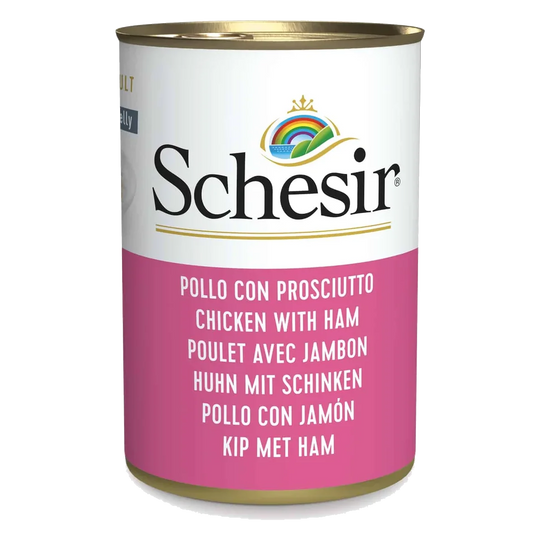 Schesir chicken fillets with ham wet cat food, 140 g tin