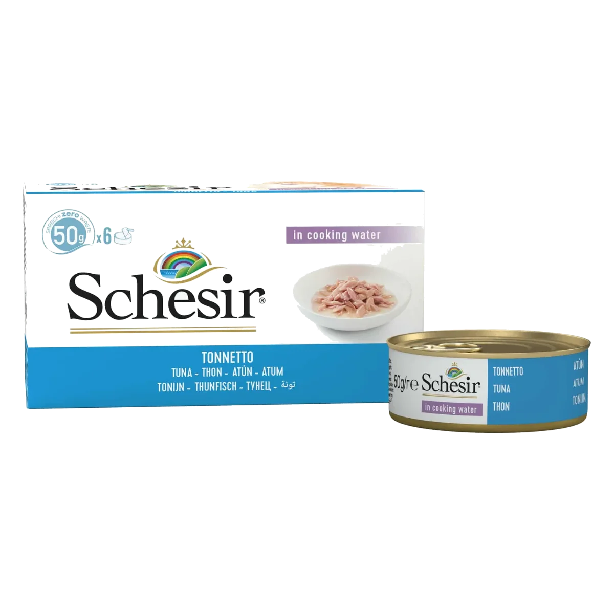 Schesir tuna in natural juice wet cat food, 6 × 50 g, multipack