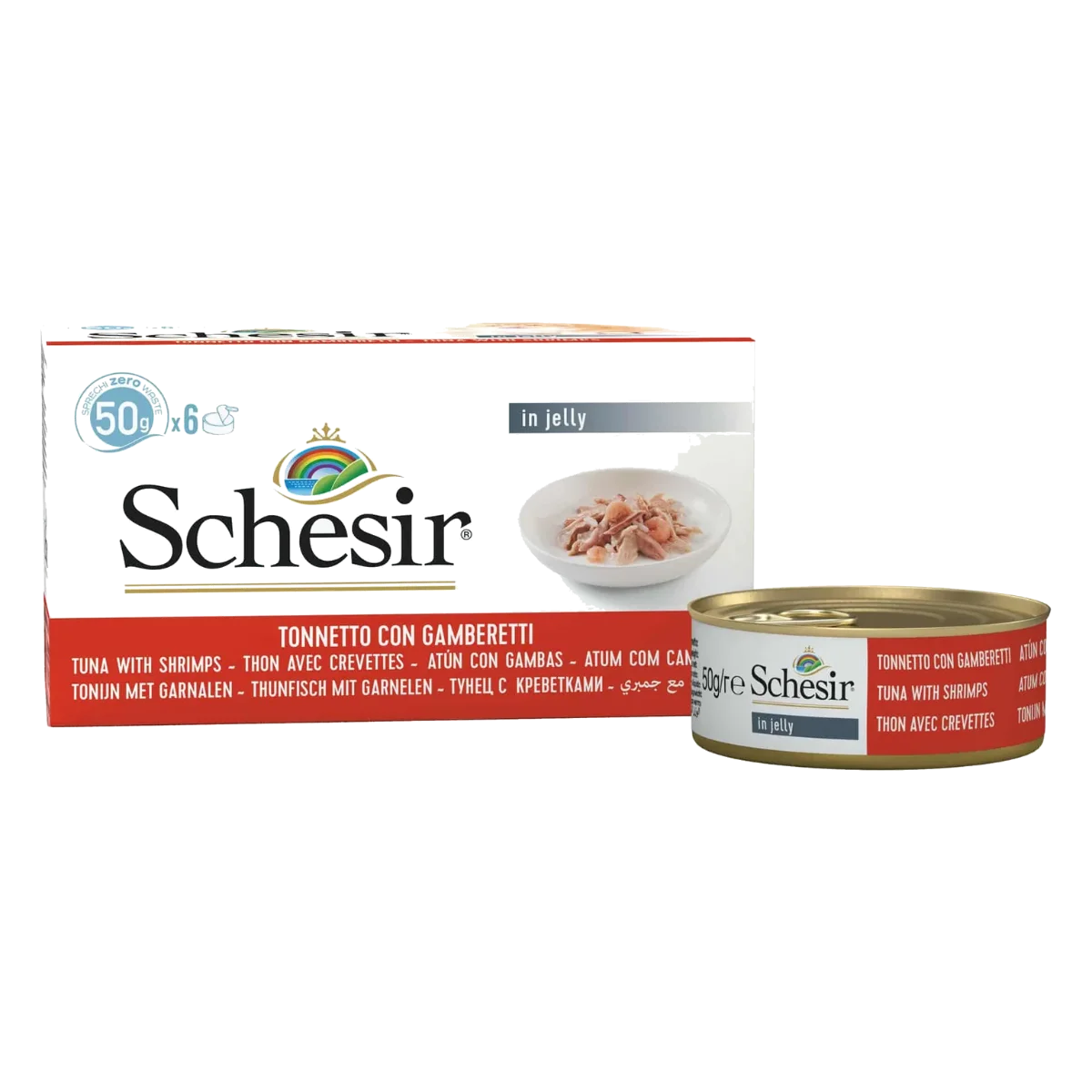 Schesir tuna with prawns wet cat food, 6 × 50 g, multipack