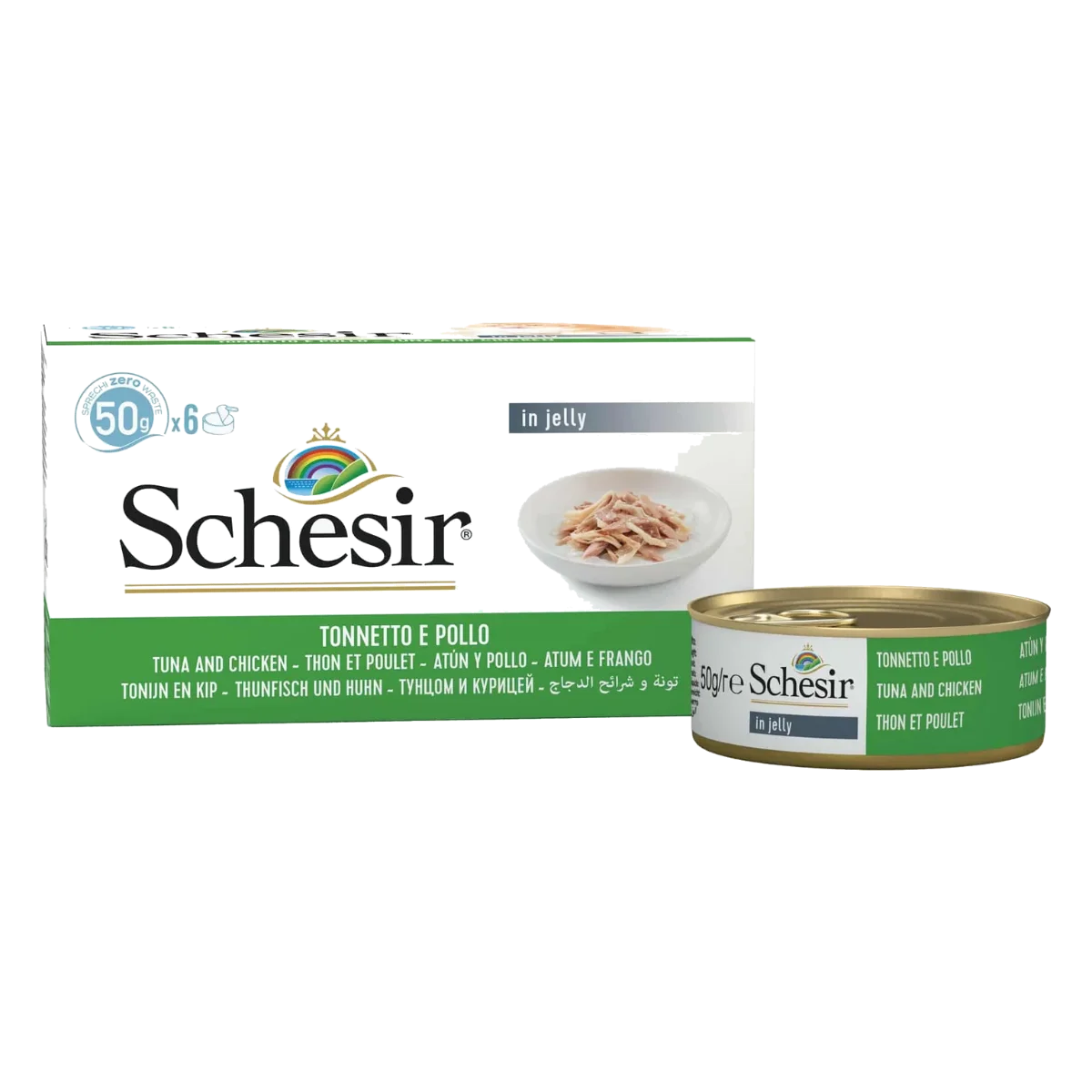 Schesir tuna and chicken fillets wet cat food, 6 × 50 g, multipack