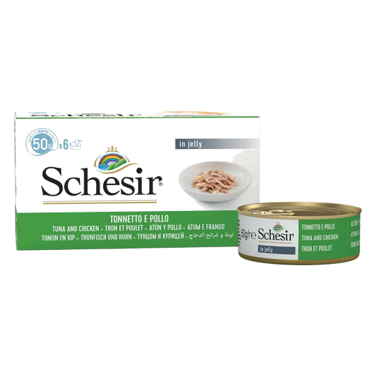 Schesir tuna and chicken fillets wet cat food, 6 × 50 g, multipack