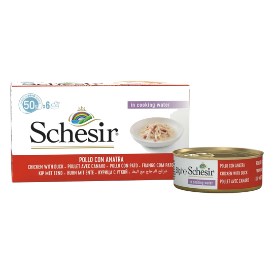 Schesir chicken fillets with duck wet cat food, 6 × 50 g, multipack