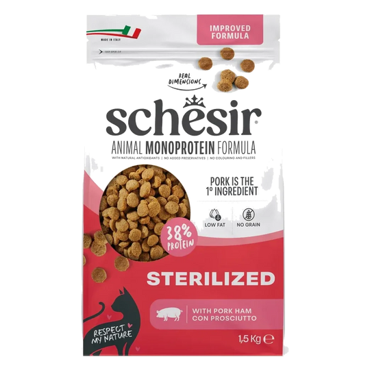 Schesir Animal Protein Sterilised ham dry cat food, 1.5 kg