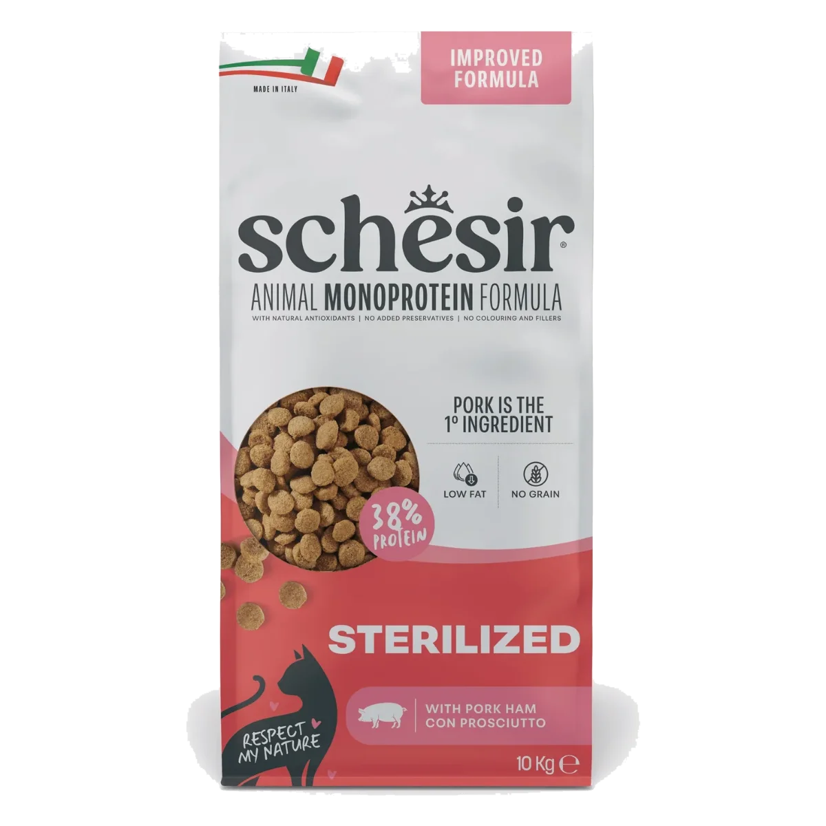 Schesir Animal Protein Sterilised ham dry cat food, 10 kg