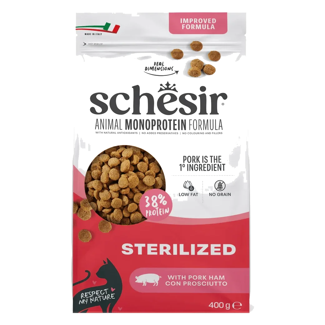 Schesir Animal Protein Sterilised ham dry cat food, 400 g