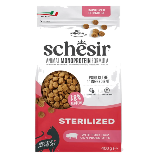 Schesir Animal Protein Sterilised ham dry cat food, 400 g