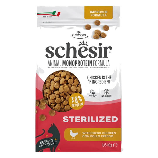 Schesir Animal Protein Sterilised chicken dry cat food, 1.5 kg