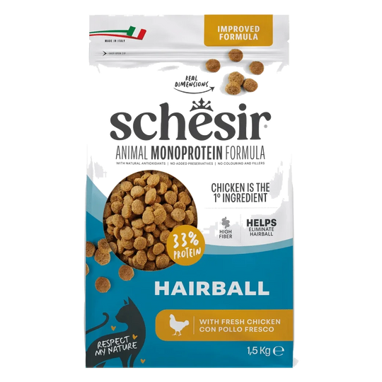 Schesir Animal Protein Hairball dry cat food, 1.5 kg