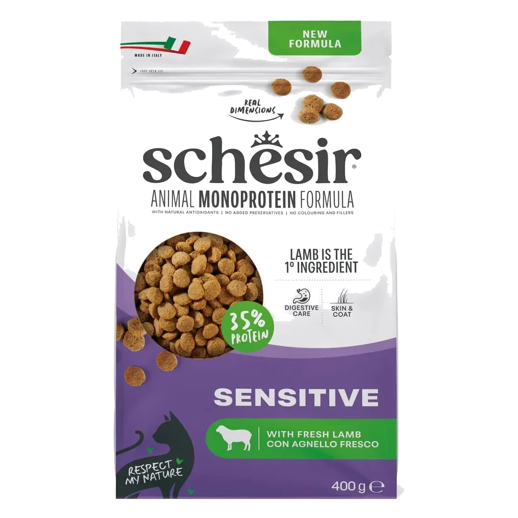 Schesir Animal Protein Sensitive lamb dry cat food, 400 g