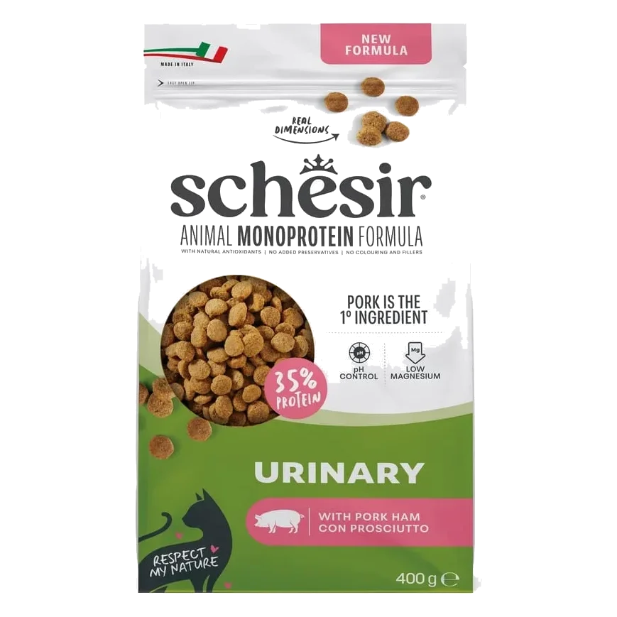 Schesir Animal Protein Urinary ham dry cat food, 400 g
