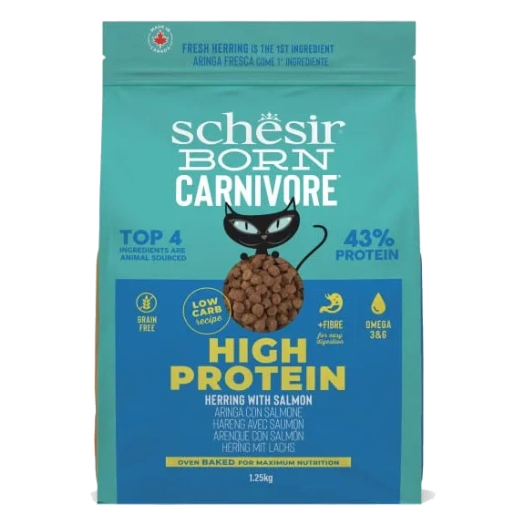 Schesir Born Carnivore herring and salmon dry cat food, 255 g