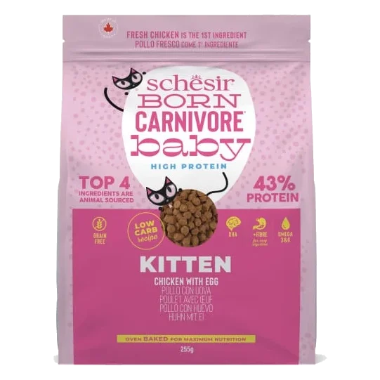 Schesir Born Carnivore chicken with egg dry kitten food, 255 g