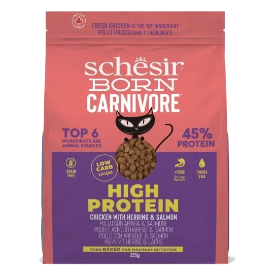 Schesir Born Carnivore chicken with herring and salmon dry cat food, 1.25 kg
