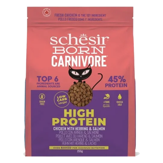 Schesir Born Carnivore chicken with herring and salmon dry cat food, 1.25 kg