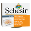 Close-up of the chicken and aloe label on the Schesir dog food pack