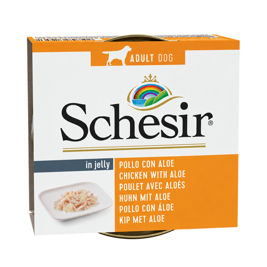 Schesir chicken and aloe for adult dogs, 150 g tin