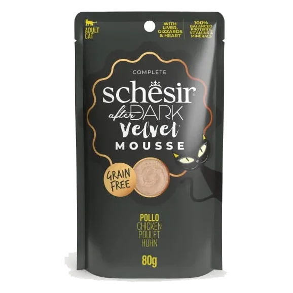 Schesir After Dark Velvet chicken wet cat food, 80 g pouch