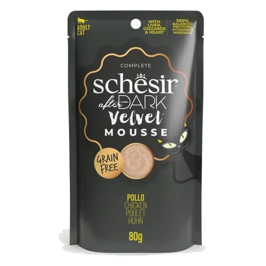 Schesir After Dark Velvet chicken wet cat food, 80 g pouch