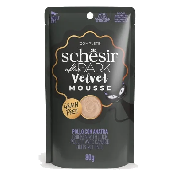 Schesir After Dark Velvet chicken with duck wet cat food, 80 g pouch