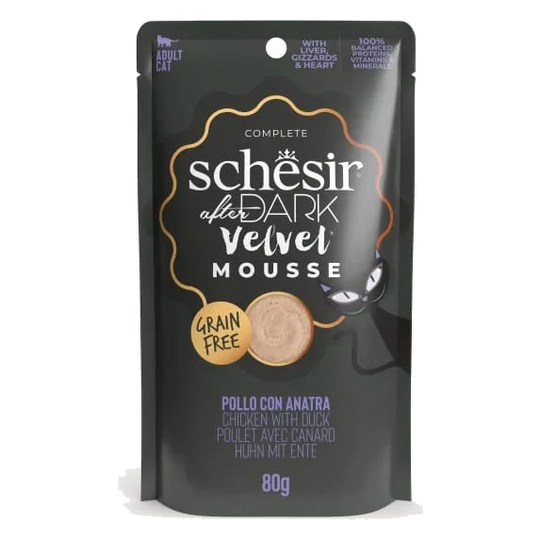 Schesir After Dark Velvet chicken with duck wet cat food, 80 g pouch