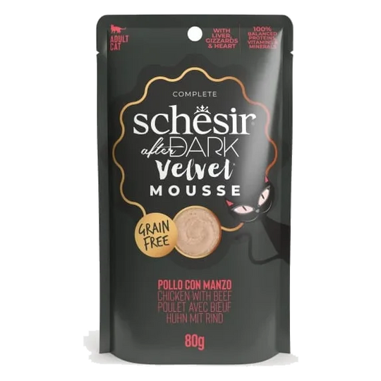 Schesir After Dark Velvet chicken with veal wet cat food, 80 g pouch