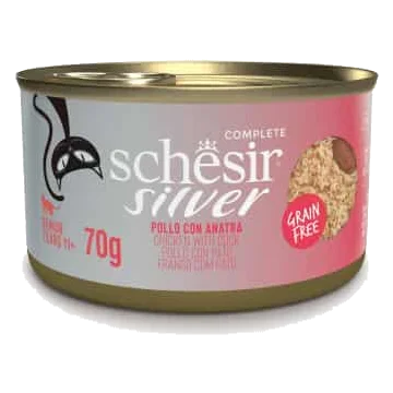 Schesir Silver chicken with duck mousse wet cat food, 70 g