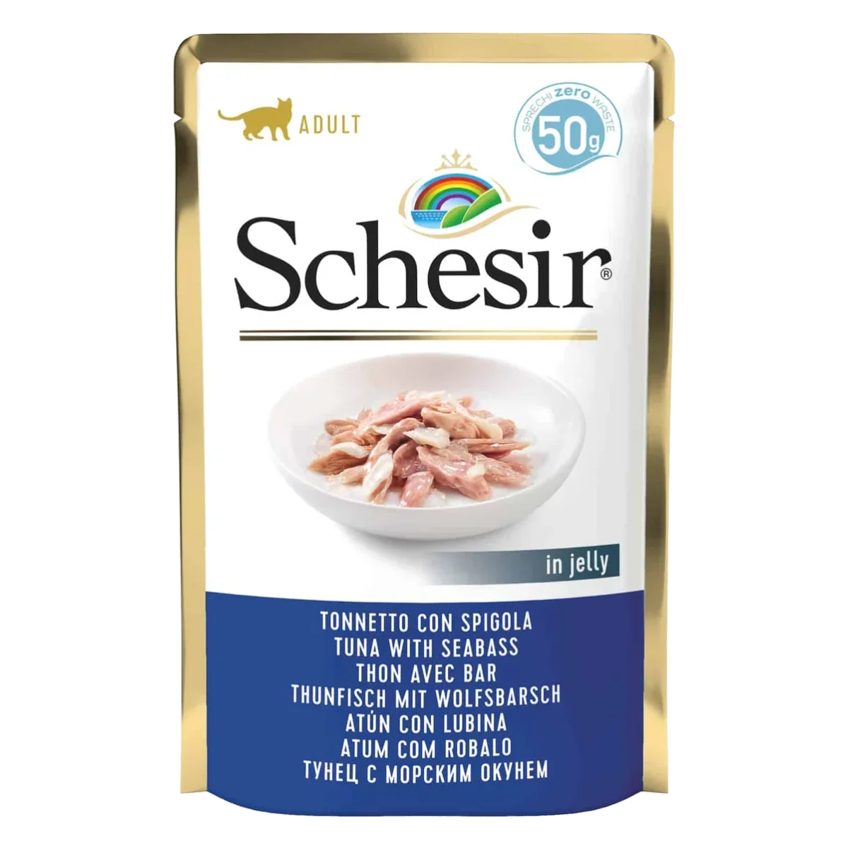 Schesir tuna with sea bass wet cat food, 50 g pouch