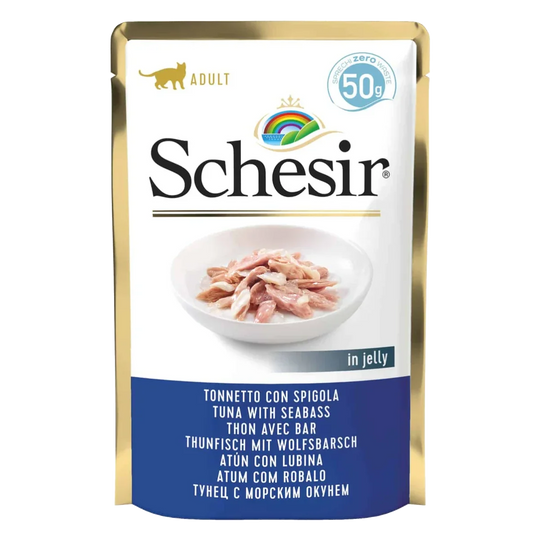 Schesir tuna with sea bass wet cat food, 50 g pouch