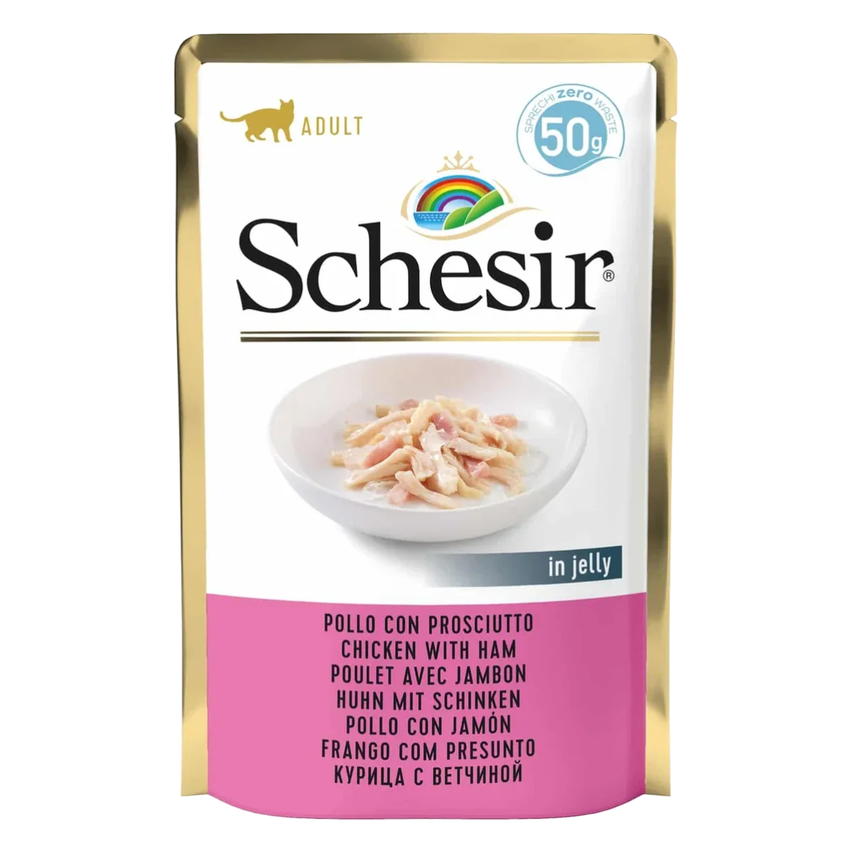 Schesir chicken with ham wet cat food, 50 g pouch