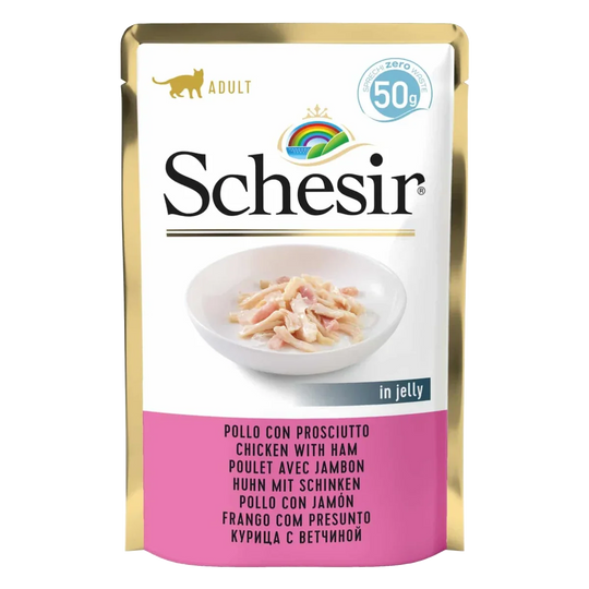 Schesir chicken with ham wet cat food, 50 g pouch