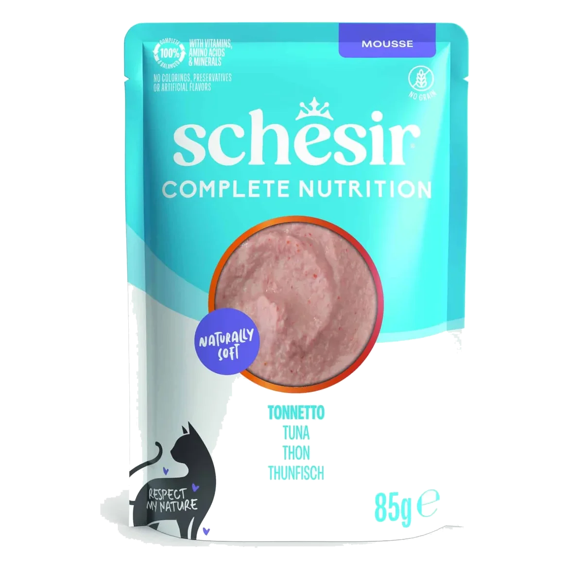 Schesir tuna mousse wet cat food, 85 g pouch