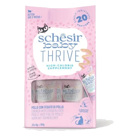 Schesir Thrive chicken and chicken liver supplement for cats, 20 × 8 g