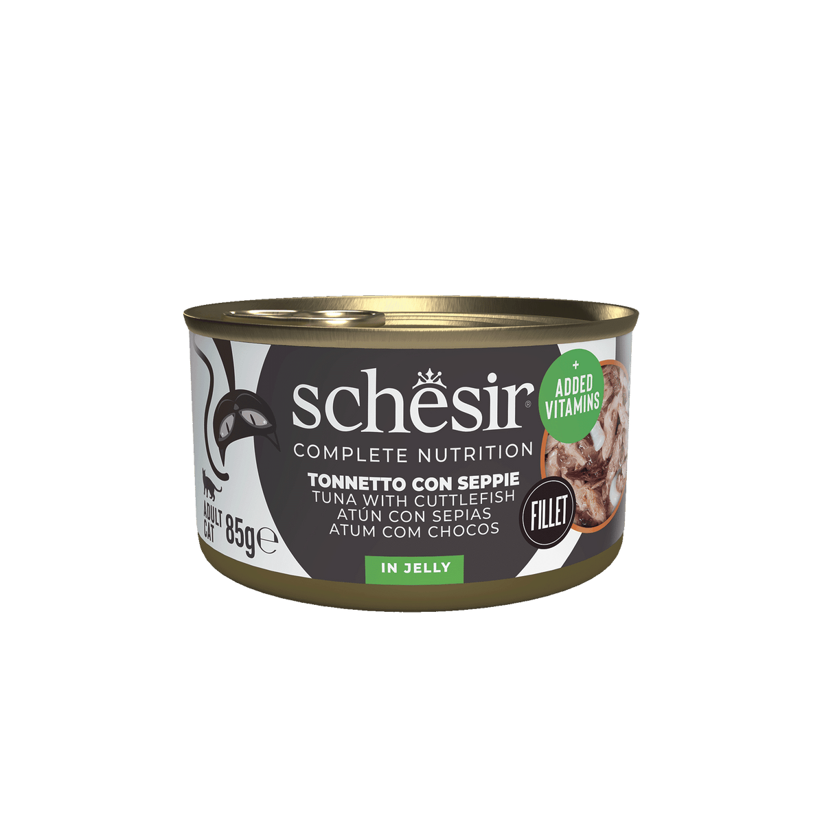 Schesir tuna with cuttlefish wet cat food, 85 g tin