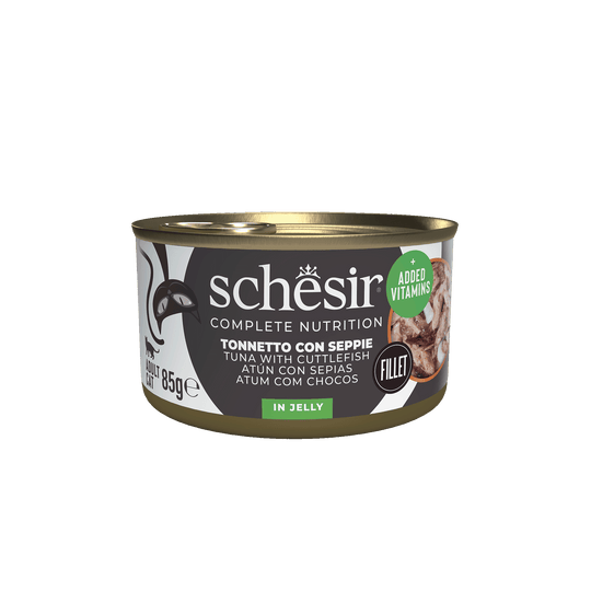 Schesir tuna with cuttlefish wet cat food, 85 g tin