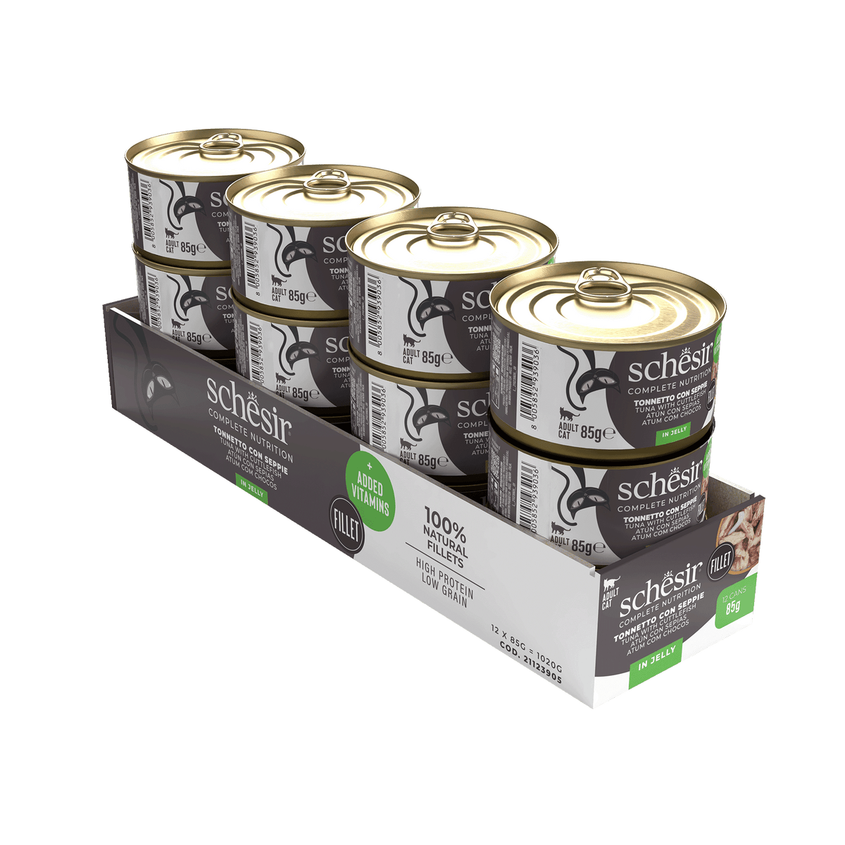 Schesir tuna with cuttlefish wet cat food, 85 g tin – image 2