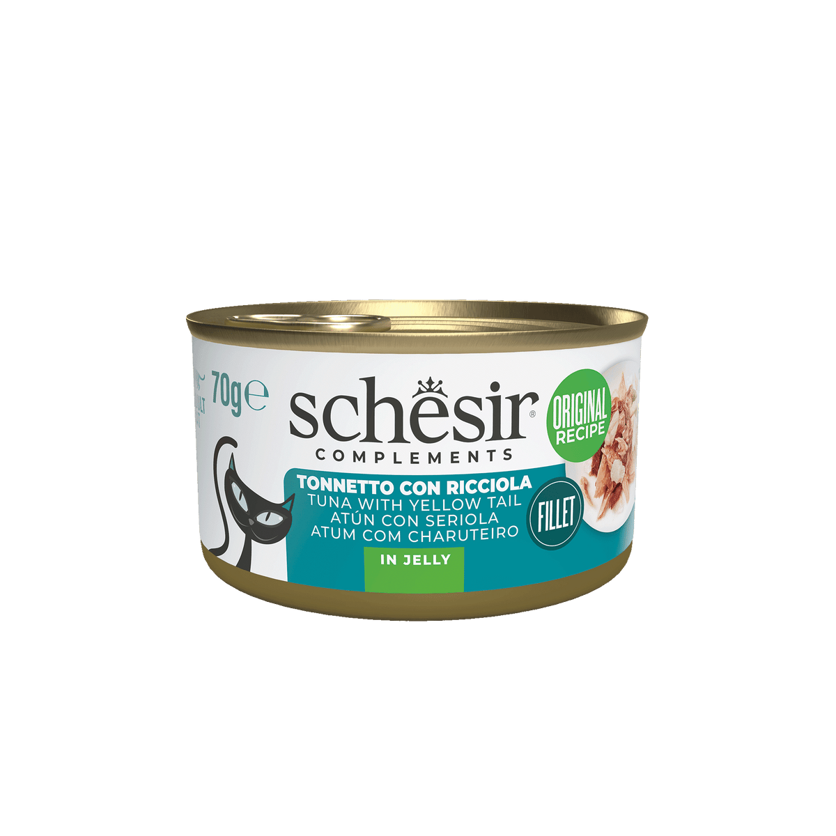 Schesir tuna with amberjack wet cat food, 70 g tin