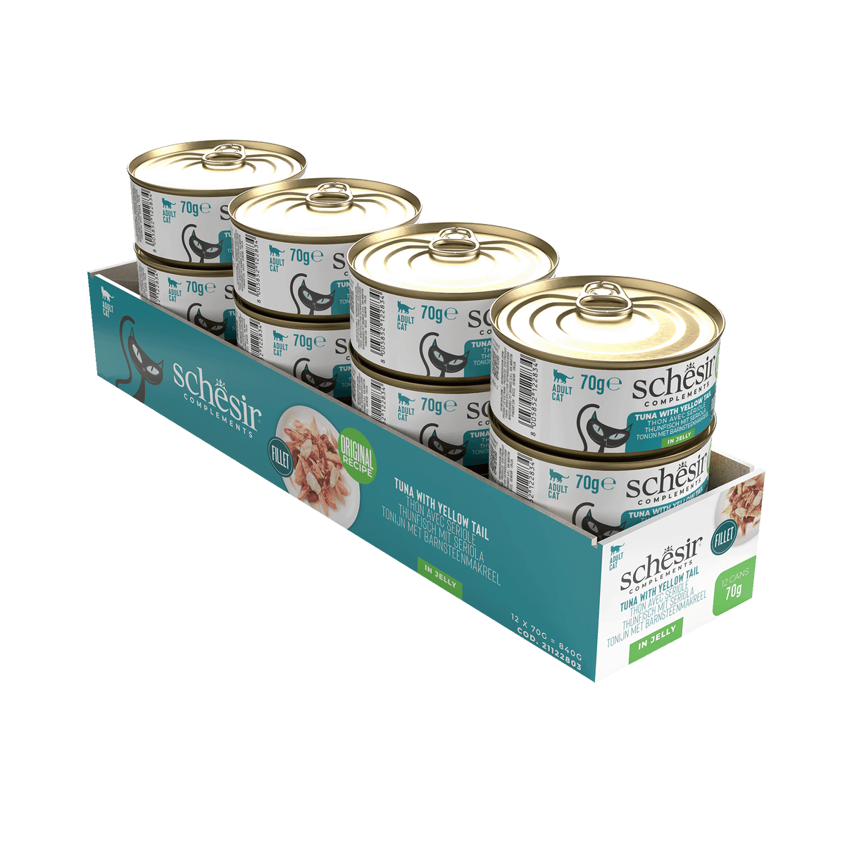 Schesir tuna with amberjack wet cat food, 70 g tin – image 2