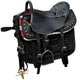 Complete leather saddle set with accessories, 8 pieces