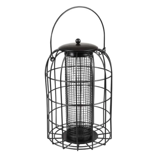 Ylva black bird seed silo feeder