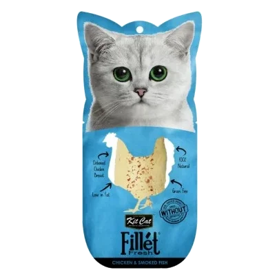 Kit Cat FilletFresh cat treat, chicken and smoked fish fillet 30 g