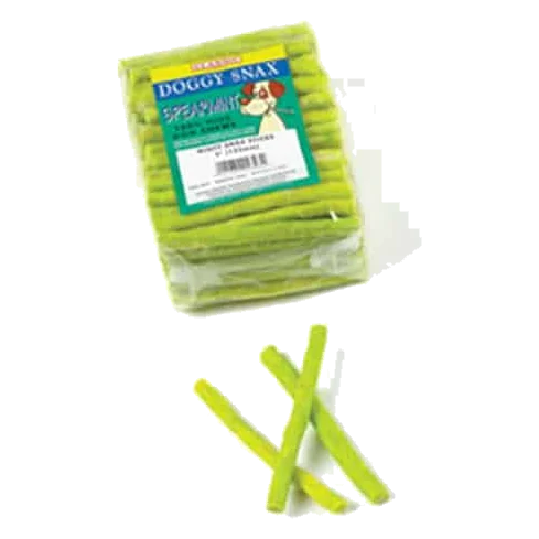 Mint rawhide dog treats, bag of 100