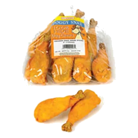 Rawhide chicken drumstick dog chews, pack of 10