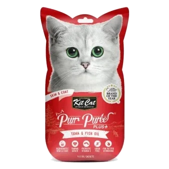 Cat Treats Kit Cat PurrPuree Plus Tuna Skin and Coat 60 g